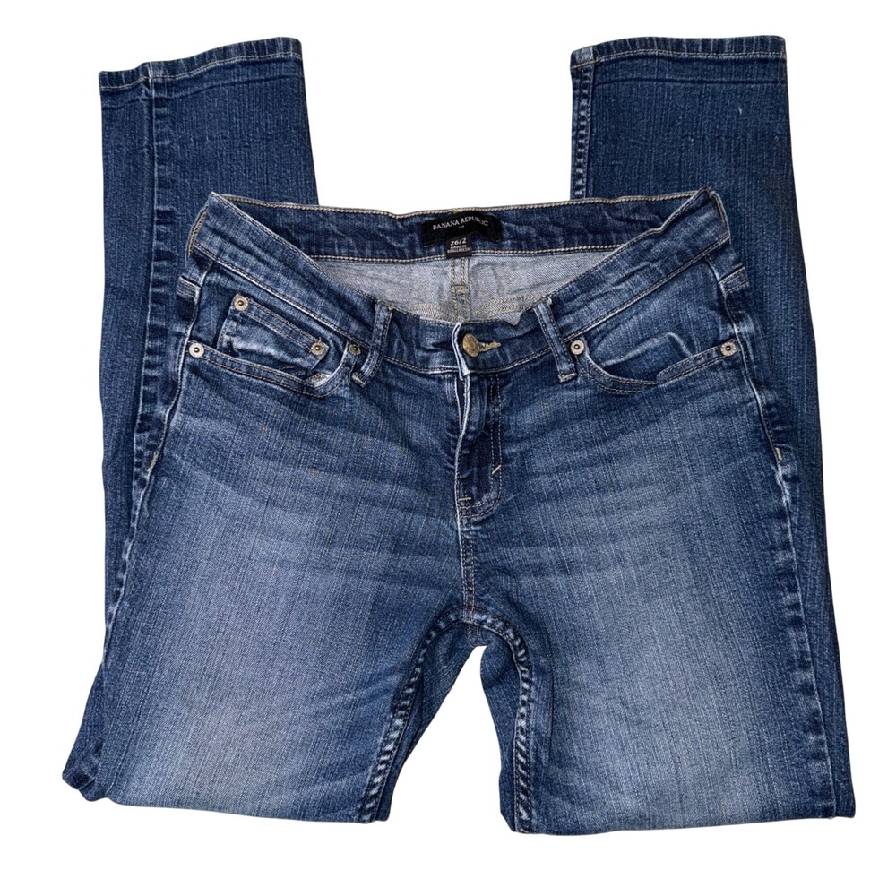 Banana‎ Republic Womens 26 or 2 Blue Denim Jeans Slim Fit Casual - Picture 3 of 3